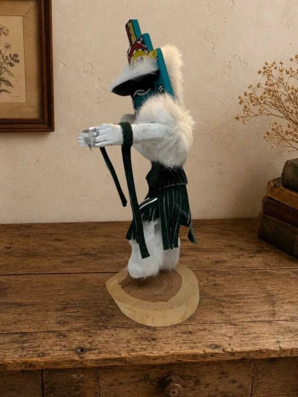 Handmade Native American Kachina Doll Signed Jemez Fur & Painted Wooden Details - Picture 6 of 7